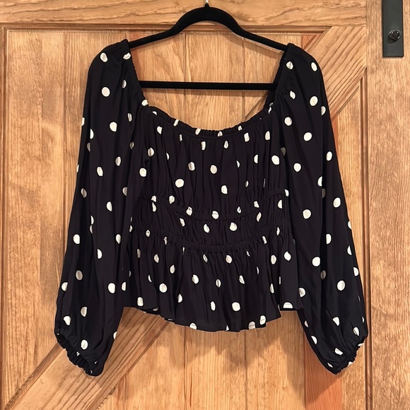 J.Crew Puff-sleeve drapey crepe top in dots - NWT - Picture 4 of 7